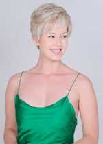 Belle Tress Bulletproof wig in Cream Soda Blonde — front model view