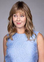 Belle Tress Swift wig — front model view | Color Shown: Caramel Toffee Blonde-R