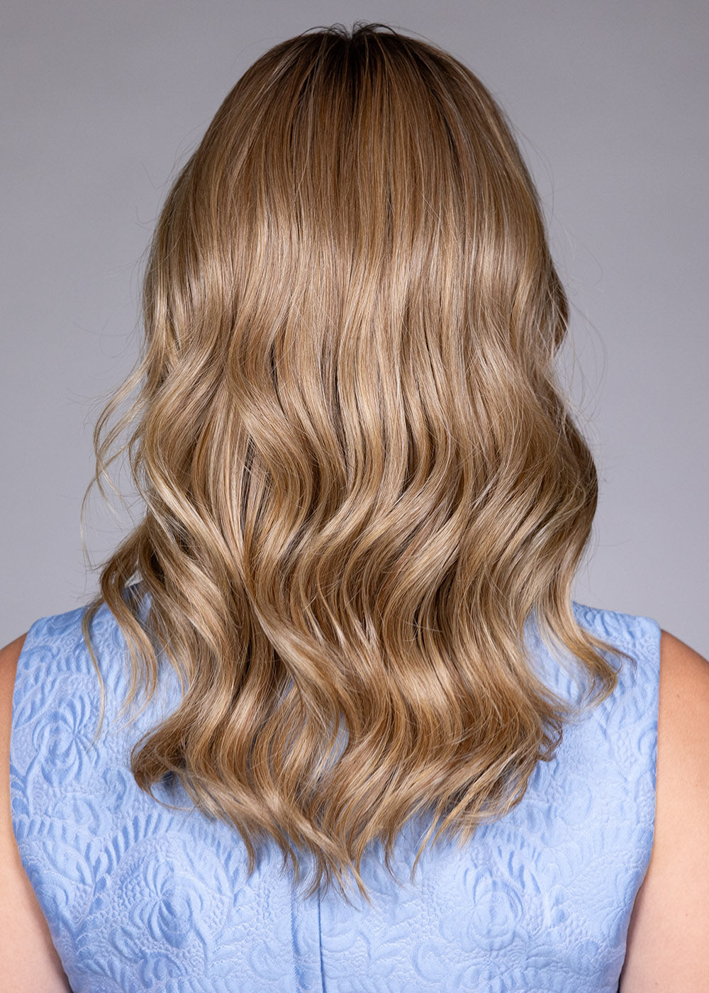 Belle Tress Swift wig in Caramel Toffee Blonde-R — back view