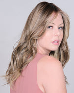 Belle Tress Peerless 19 heat-friendly lace front monofilament topper in BrownSugar SweetCream