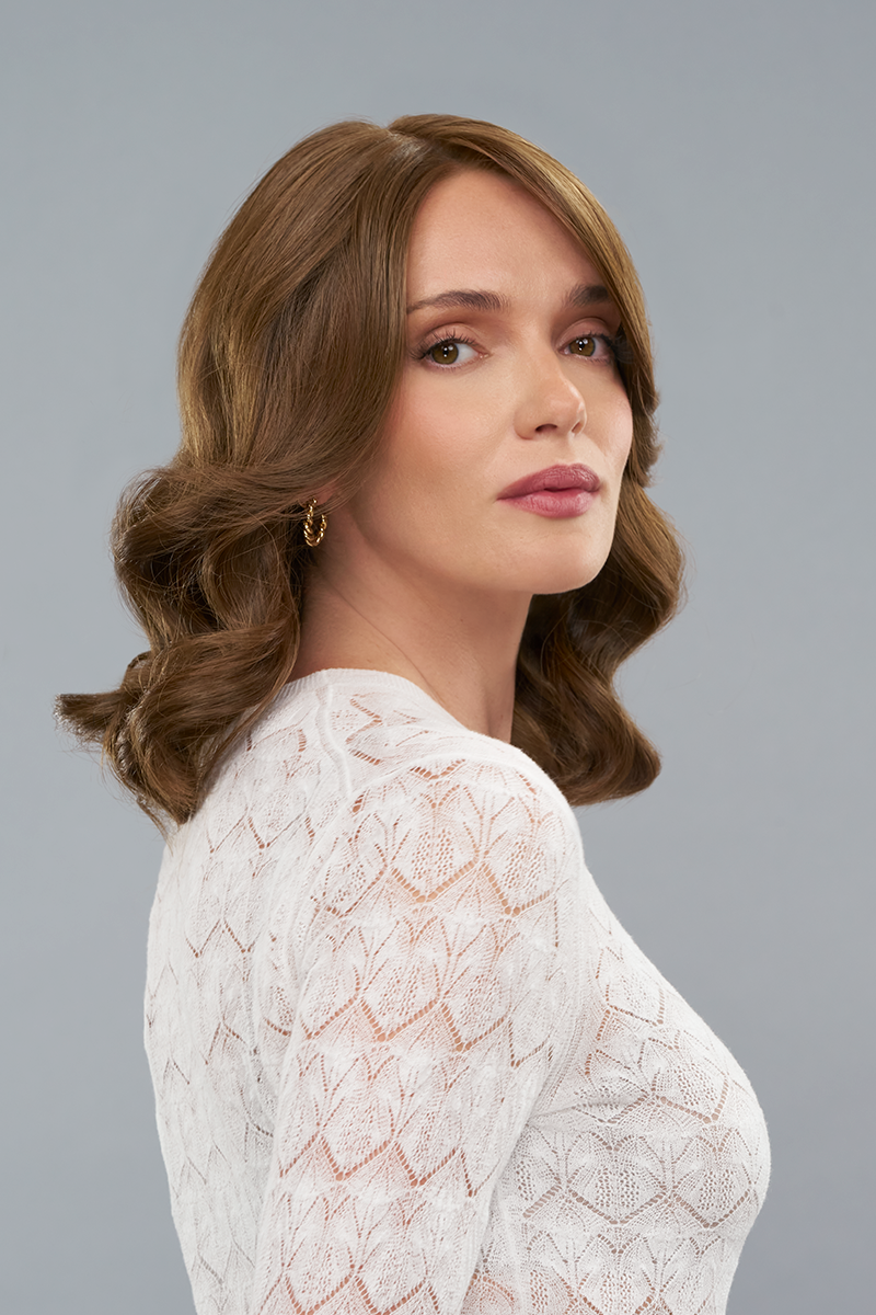 Aurora by Jon Renau – alternate model view in Cocoa Twist 8/30