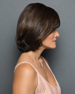 100% Human Hair Bangs side view in R3HH Dark Brown